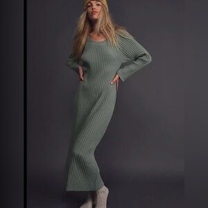 Free People Beach Walk about Green ribbed dress